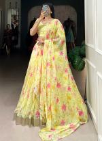 Tabby Silk Yellow Festival Wear Printed Lehenga Choli